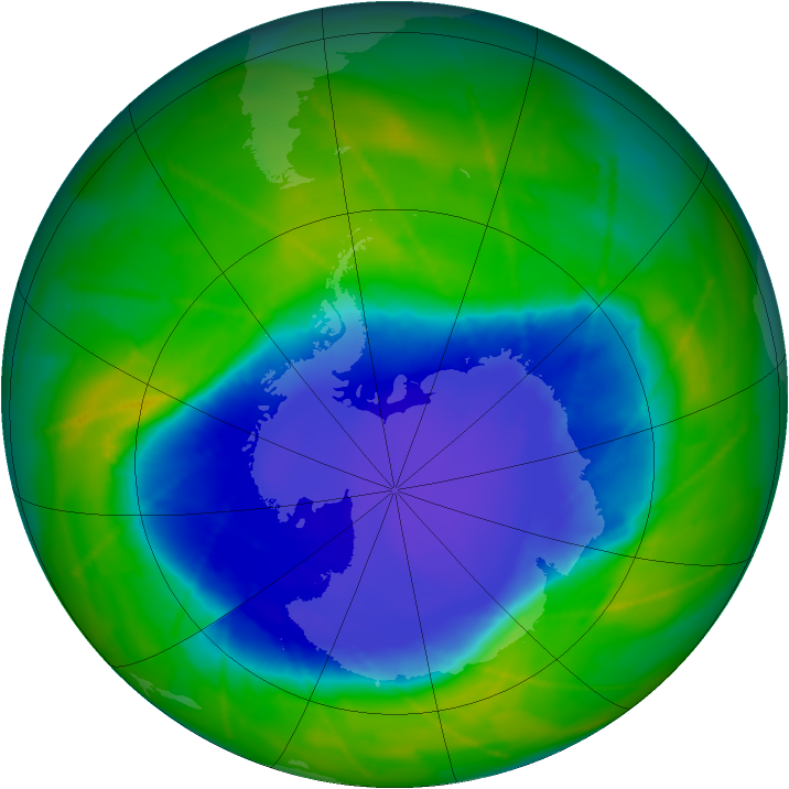 Antarctic ozone map for 08 November 2010
